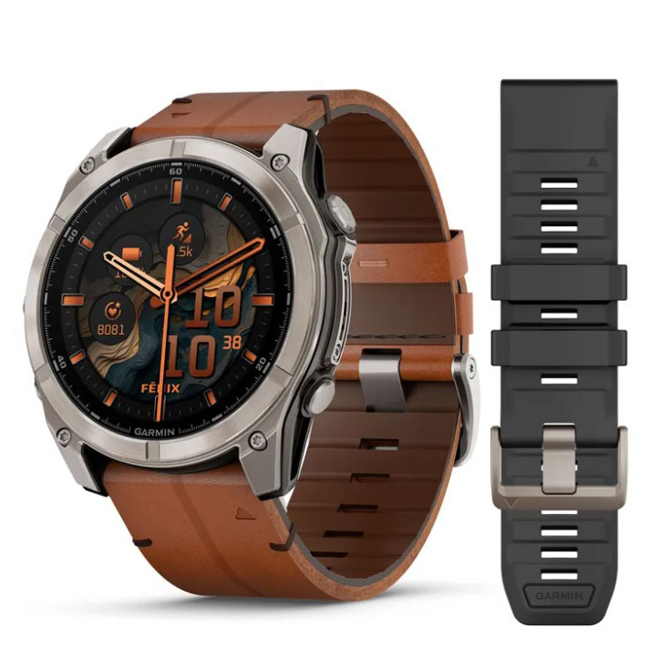 Garmin Fenix 8 Amoled Titanium 51 mm ruskea ja musta ranneke 010-02905-40