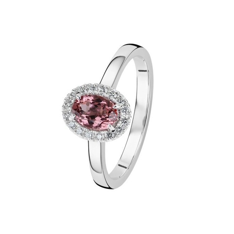 Kohinoor Olivia timanttisormus, pinkki turmaliini 033-411VTU-16