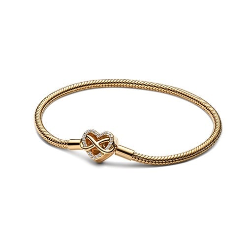 Pandora 14K Gold-Plated Infinity Heart Clasp Snake Chain rannekoru (21 cm) 563758C01