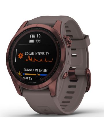 Garmin Fenix 7S Sapphire Solar, Dark Bronze Ti w/Shale Gray 010-02539-29-8