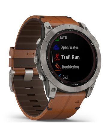 Garmin Fenix 7X Sapphire Solar, Titaani ja ruskea nahkahihna 010-02541-19-5
