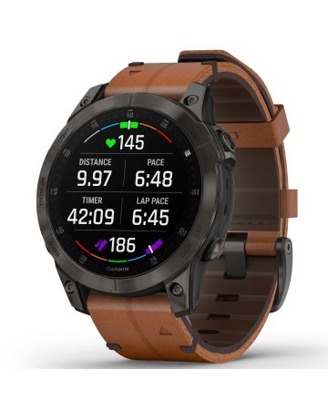 Garmin EPIX 2,Black,Sapphire, Carbon Gray DLC Ti w/Leather Band 010-02582-30-4