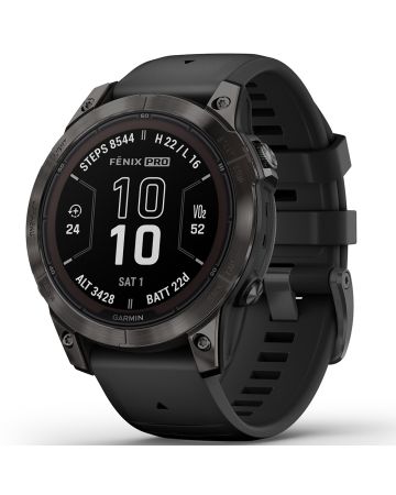 Garmin fēnix 7 Pro - Sapphire Solar Edition Hiilenharmaa DLC-pinnoitettu titaani ja musta ranneke 010-02777-11-1