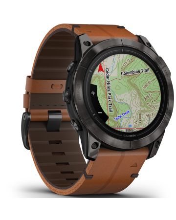 Garmin epix Pro (Gen 2) Sapphire Edition  51 mm Hiilenharmma DLC-pinnoitettu titaani, kastanjanruskea nahkahihna 010-02804-30-0