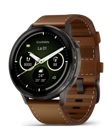 Garmin Venu 4 45mm Slate with Black Silicone Band and Brown Leather Band 010-03014-03