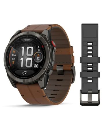 Garmin Fenix 8 Pro Amoled 51mm LTE Sapphire, titaani ja ruskea nahkaranneke 010-03199-40