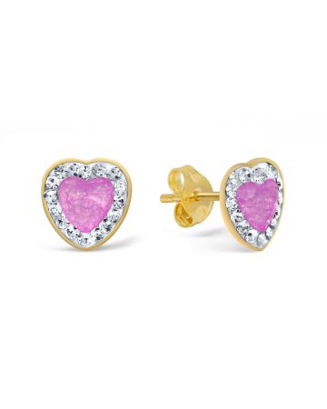 Kultaiset korvakorut, vaaleanpunainen sydän 107621Zpink-1