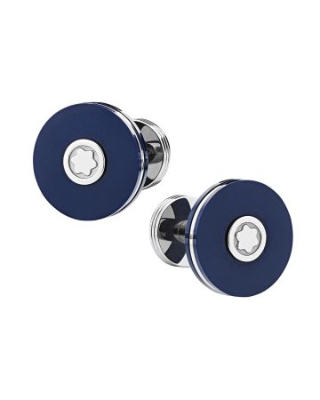 Montblanc Round Cufflinks in Stainless Steel with Blue Resin kalvosinnapit MB123812