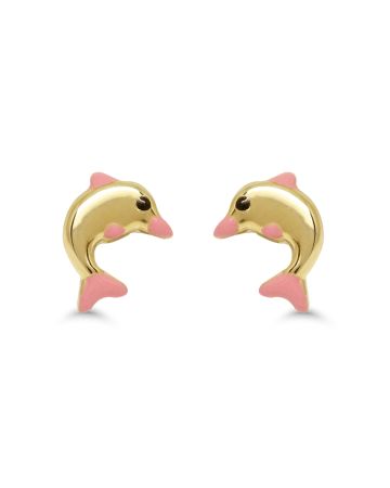 Gold Ohrringe, Delfin 172441pink