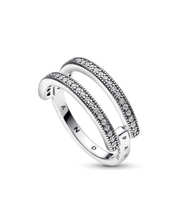 Pandora Signature Logo & Pavé Double Band sormus 192779C01