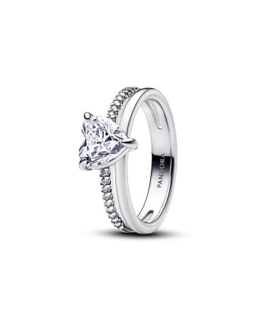 Pandora Double Band Heart sormus 193100C01-1