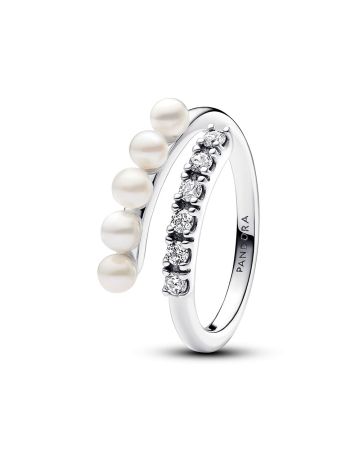 Pandora Treated Freshwater Cultured Pearls & Pavé Open sormus 193145C01-1