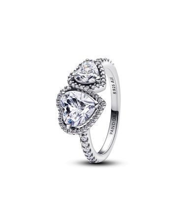 Pandora Sparkling Halo Hearts sormus 193659C01-1