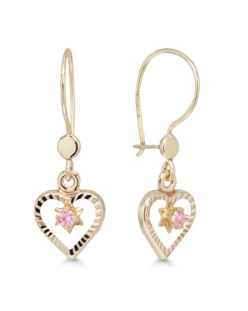 Kultaiset koukkukorvakorut, sydän 23-1002pink