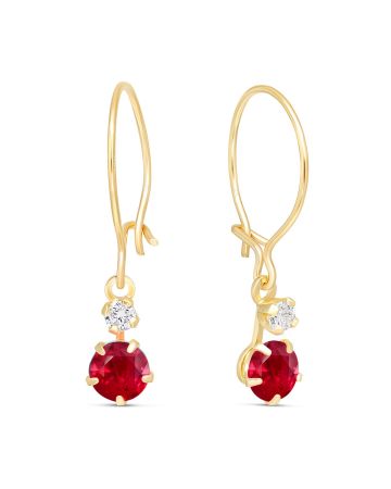 Kultaiset korvakorut / punainen kivi 23-1003PUN