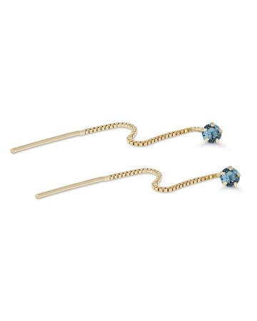 Kultaiset ketjukorvakorut, sininen kivi 23-1029aqua