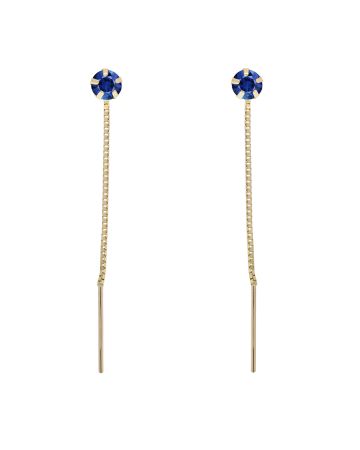 Kultaiset ketjukorvakorut, sininen kivi 23-1029SIN