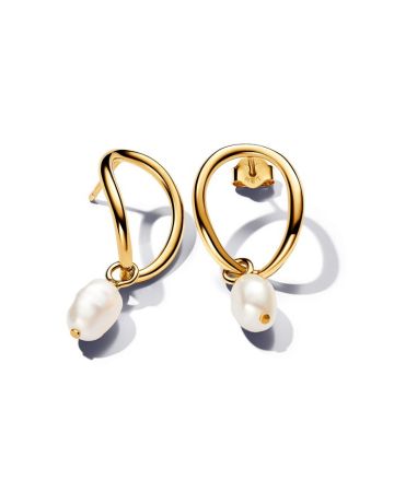 Pandora Organically Shaped Circle & Baroque Treated Freshwater Cultured Pearl korvakorut 263281C01