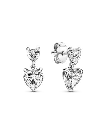 Pandora Double Heart Sparkling -korvakorut 291199C01