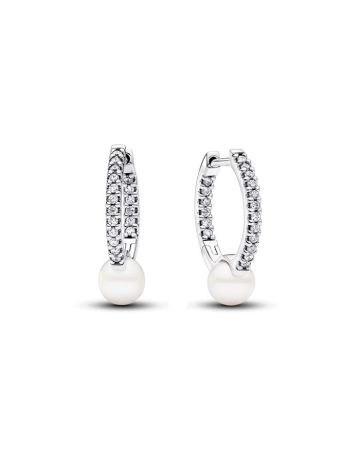 Pandora Treated Freshwater Cultured Pearl & Pavé Hoop korvakorut 293171C01