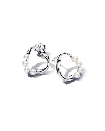 Pandora Organically Shaped Circle & Treated Freshwater Cultured Pearls Stud korvakorut 293276C01
