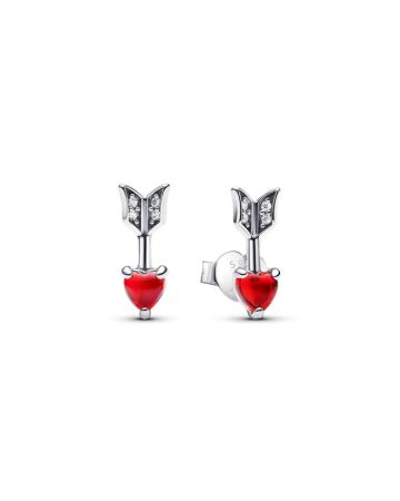 Pandora Arrow & Murano Glass Heart Stud korvakorut 293668C01