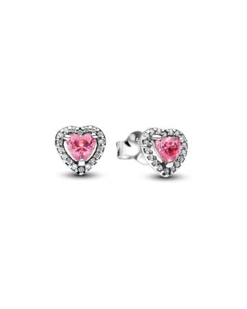 Pandora Elevated Pink Heart Stud Örhängen 298427C02