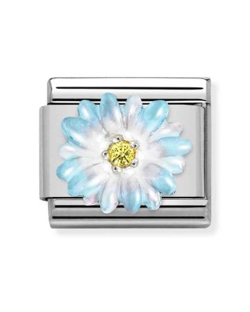 Nomination Classic Silver / vaaleansininen kukka 330321/06