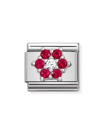 Nomination Classic Silver Shine / punainen kukka 330322/02