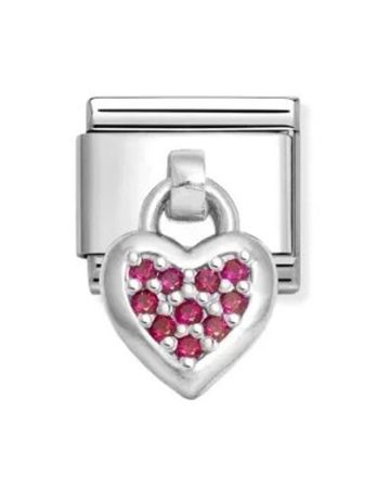 Nomination Classic Silvershine Sydän / punaiset kivet 331800/26