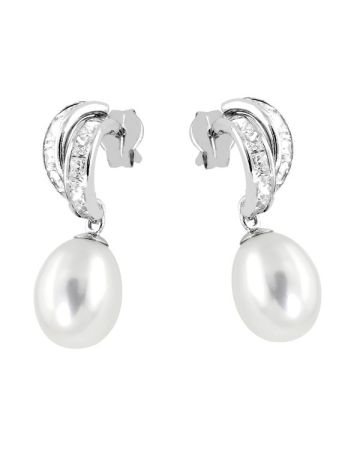 Valkokultaiset helmikorvakorut 4-06667/B