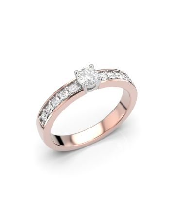 Festive Ariel Solitaire timanttisormus, puna- ja valkokulta 402-040-PV