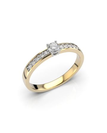 Festive Ariel Solitaire timanttisormus, kelta- ja valkokulta 405-022-KV