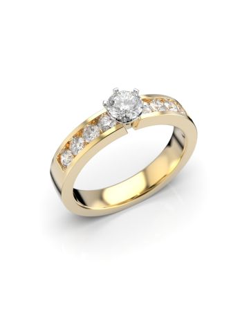 Festive Venice Solitaire timanttisormus, kelta- ja valkokulta 407-070-KV