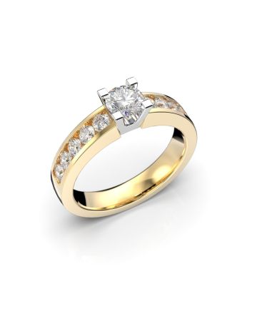 Festive Wanajatar Round timanttisormus, kelta- ja valkokulta 508-090-KV