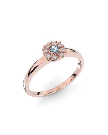 Festive Jasmin Akvamariini timanttisormus, punakulta 562-015A-PK
