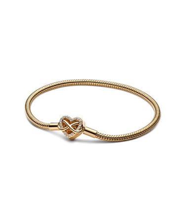 Pandora 14K Gold-Plated Infinity Heart Clasp Snake Chain armband (18 cm) 563758C01