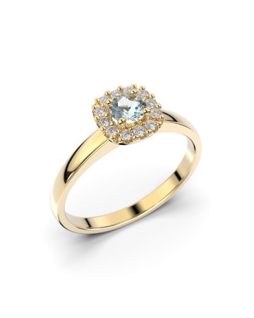 Festive Janette Akvamariini timanttisormus, keltakulta 567-030A-KK