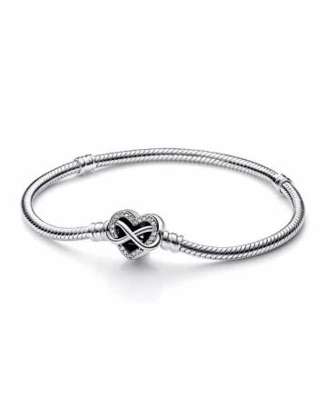Pandora Moments Sparkling Infinity Heart Clasp Snake Chain Armband 23 cm 592645C01