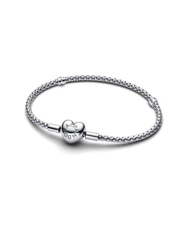 Pandora Heart Clasp Studded Chain Armband 593853C00