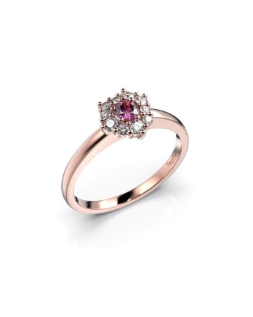 Festive Nadja Halo Pink timanttisormus, punakulta 690-028P-PK