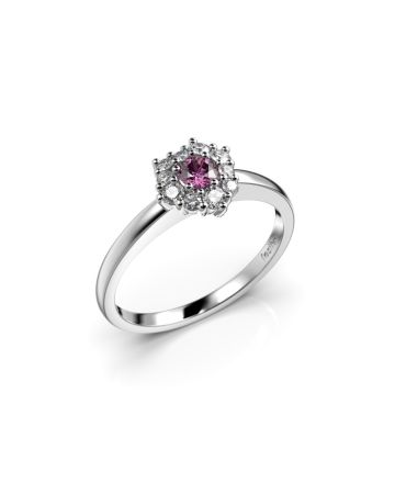 Festive Nadja Halo Pink timanttisormus, platina 690-028P-PT