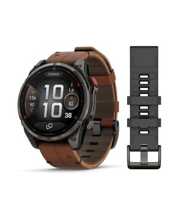 Garmin Fenix 8 Pro Amoled 47mm LTE Sapphire, titaani ja ruskea nahkaranneke 010-03198-40