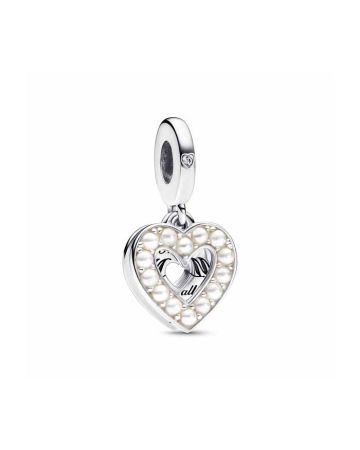 Pandora Pearlescent White Heart Mum Double Dangle 792649C01