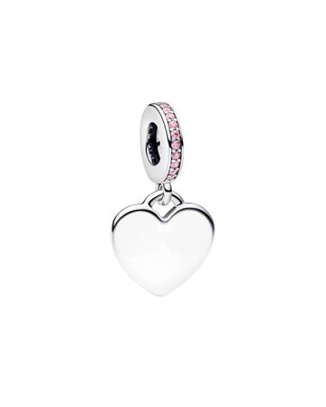 Pandora Engravable Heart Pink Stone Dangle berlock 793926C02