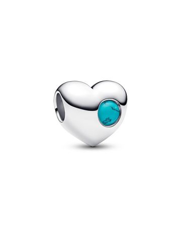 Pandora Engravable Turquoise Blue Stone Heart hela, joulukuu 794161C12