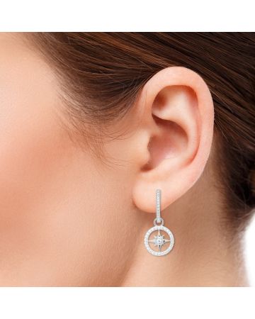 Hopeiset korvakorut / kompassi BOL-E4985Z