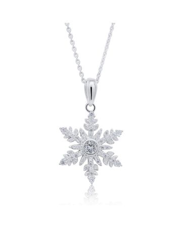 Hopeinen kaulakoru, lumihiutale 17 mm  BOL-N1492Z/40-45CM