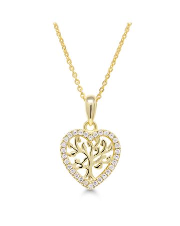 Hopeinen kaulakoru / kullattu elämänpuu BOL-N1903ZGP/40-45CM