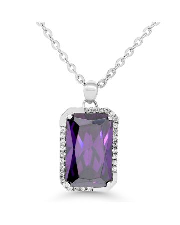 Hopeinen kaulakoru / violetti kivi BOL-N2705Zam/40-45cm-1